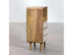 Mesa de Noche de Madera Maciza con 3 Cajones, Mesita de Noche de Madera Natural, Mueble de Almacenamiento para Dormitorio, Novedad 2026 - Product Image 5