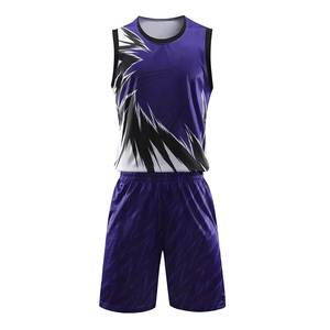 Men's Purple Basketball Jersey Set Sublimated Print Moisture Wicking Regular Fit Elastic Waist Shorts All Seasons Apparel - Product Image 1