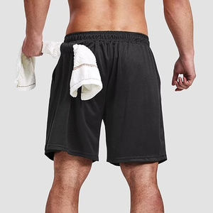 Shorts en coton pour hommes en gros, taille élastique avec cordon de serrage, unis, décontractés, pour l'été, fournisseur OEM avec logo personnalisé - Product Image 2