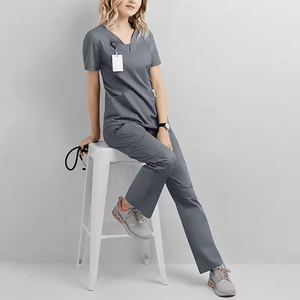Uniformes infirmiers unisexes entièrement personnalisés, blouses médicales en coton bio tricoté, uniformes de travail écologiques - Product Image 1