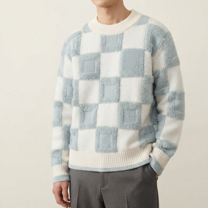 2026 Custom LOGO Men's Sweater Winter Embroidered Patches <b>Jumper</b> Casual <b>Pullover</b> Knitwear Knitted Crew Neck Sweater For Men - Product Image 1