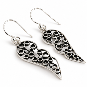 Boucles d'oreilles fascinantes en argent sterling 925, forme de feuille, oxydées, argent 925, fabrication artisanale - Product Image 1
