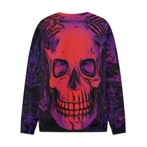 Sudaderas de cuello redondo de poliéster para mujer, temporada de terror, con estampado de calavera por sublimación premium, proveedor mayorista de sudaderas - Product Image 6