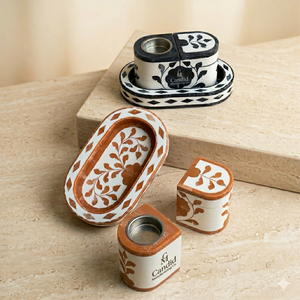 Wholesale Arabic Wooden Bakhoor Burner Set <b>Incense</b> <b>Cone</b> Burner With Brass Leaves Oud Mubkhara <b>Incense</b> Mukhbar Made in India - Product Image 1
