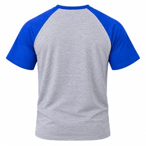 T-shirt Raglan Gris et Bleu Royal pour Homme avec Broderie Chenille Lettres Grecques, Col Rond, Manches Courtes, Tenue d'Équipe de Fraternité - Product Image 4