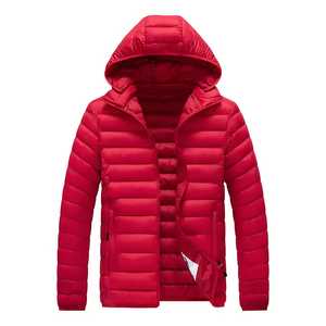 Men's Hooded Puffer <b>Jacket</b> <b>with</b> Stand Collar Zipper Closure Windproof Winter Casual Slim Fit 100% Polyester Shell <b>Fleece</b> <b>Lining</b> - Product Image 1