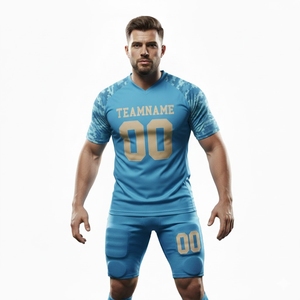 ชุดฟุตบอลแบบกำหนดเอง เสื้อฟุตบอลและกางเกงขาสั้นสำหรับผู้ชาย ออกแบบเองได้ ใส่สบาย ชุดกีฬาสำหรับผู้ชาย - Product Image 1
