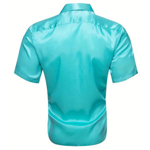 Chemise de travail à manches courtes en polyester pour homme, couleur turquoise, confortable, respirante, uniforme de mécanicien, utilisation en garage automobile - Product Image 2