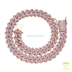 สร้อยคิวบาหนักแบบหรูหรา ประดับเพชรโมอิสซาไนต์ เงินแท้ 925  ขายส่ง - Product Image 4