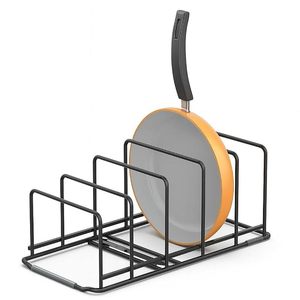 Minimalist Metal <b>Pan</b> Rack Storage Holder for Kitchen Counter <b>Standing</b> Type Single Tier Stackable Design - Product Image 1