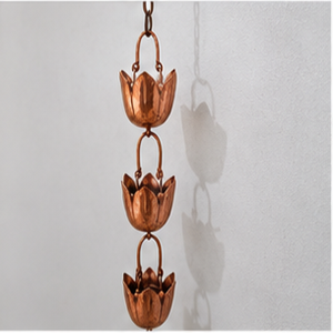 โซ่ทองแดงตกแต่งสวนกลางแจ้ง ประดับตกแต่งน้ำไหลแบบแขวน สไตล์หรูหรา - Product Image 4