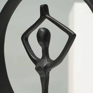 Figura Decorativa de Aluminio Negro con Pose de Yoga, 10x1.5x10 Pulgadas - Product Image 5