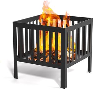 Brasero autoportant moderne en acier, brûleur à bois d'extérieur, support à bois en métal thermolaqué, portable pour chauffage de jardin - Product Image 1
