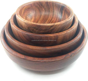 Cuencos para servir de madera de estilo real ligeros hechos a mano, la mejor calidad para ensaladas de frutas, fiestas, hoteles, juego de vajilla de diseño rústico - Product Image 2