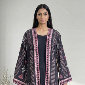 Abaya Moderna Americana con Estampado Crepé para Mujer, Estilo Árabe con Frente Abierto, Cardigan Largo, Atuendo Islámico Modesto - Product Image 2