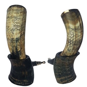 Corne à boire 100% en corne de buffle, bord et embout en laiton, artisanat, corne de buffle naturelle, logo personnalisé Viking accepté - Product Image 6