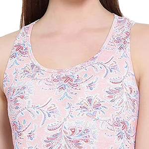 เสื้อกล้ามผู้หญิงสีชมพู ผ้าคอตตอนผสม แห้งเร็ว ไม่หด ระบายอากาศดี สไตล์ลำลอง ใส่ได้ทุกวัน คอกลม โลโก้ด้านหน้า - Product Image 5