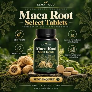 Complément alimentaire Halal à l'extrait de racine de Maca Elma Food, 60 comprimés à croquer, soutien énergétique pour hommes, métabolisme, circulation, GMP HACCP - Product Image 1