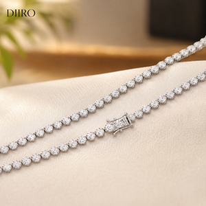 925 <b>Sterling</b> <b>Silver</b> Vintage Round Brilliant Shape Classic Moissanite Link Chain Engagement <b>Necklace</b> - Product Image 2