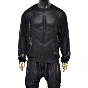 Camiseta de malla transparente para hombre, estilo Y2K, de manga larga, holgada, con diseño de red, para discoteca - Product Image 4