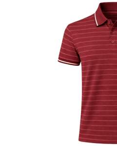 Camisa Polo Personalizada para Hombre, Color Rojo Borgoña a Rayas, con Bolsillo en el Pecho, Corte Clásico, Manga Corta, Algodón, Fabricante OEM, Suministro al por Mayor - Product Image 3