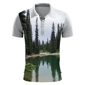 High Quality Custom Men's Fleece Fabric <b>Shirt</b> Digital Printed Front Logo <b>Half</b> Sleeve <b>Button</b> Design Casual Style OEM Service - Product Image 2