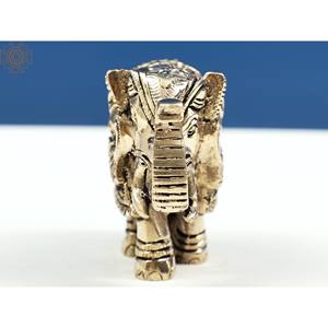 Tronc de sculpture d'éléphant de Ganesha de 3 pouces fait à la main vers le haut de la statue complexe conçue - Product Image 2