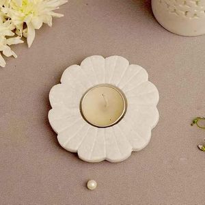Creations <b>Marble</b> Tea Light Holder Elegant White Floral Candle Holder for Home Decor Gifting - Product Image 2