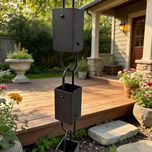 Chaîne de pluie moderne en métal pour remplacement de gouttière suspendue - Product Image 5