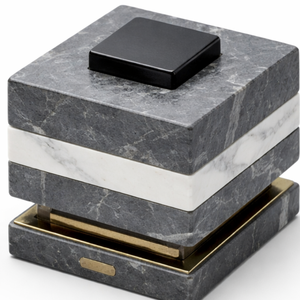 Juego de Manijas de Puerta de Diseño |   Pomo de Mármol Auténtico con Acabado Negro Grafito Antiguo en Acero Inoxidable |   Manija de Puerta de Lujo para Hogar u Oficina - Product Image 4