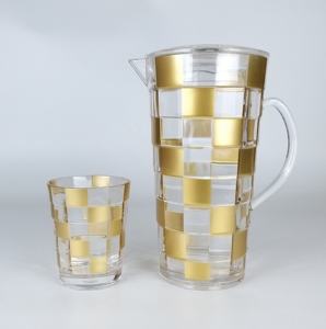 Jarra de Agua Acrílica Moderna con Diseño de Mosaico Transparente y Dorado Jack Worth, Juego de Jarras para Fiestas, Uso en Interiores y Exteriores - Product Image 2