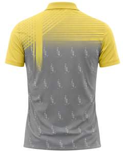 Camiseta Polo Personalizada para Hombre en Amarillo y Gris, Manga Corta, Estampado Gráfico, Transpirable, Ropa Deportiva de Poliéster, Informal, para Golf y Entrenamiento - Product Image 2