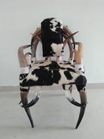 CRAFTS GALORE Chaise en corne de bœuf rustique Viking Valor - Matériel écologique et biologique, forme naturelle, style animalier poli, décoration intérieure
