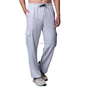 Custom Winter Printed Logo Lightweight Waterproof Breathable <b>Elastic</b> <b>Waist</b> <b>Men's</b> Cargo <b>Trouser</b> Casual Loose Fit Polyester Cotton - Product Image 1