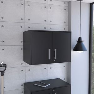 Armadio a Muro Rettangolare a 2 Ante in Wengue Nero, Eleganti Scaffali per Garage - Product Image 3