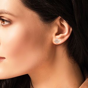 Boucles d'oreilles en diamant taille princesse, or jaune, diamants naturels, classiques pour femmes, à porter au quotidien, couleur H - Product Image 2
