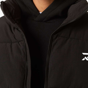 Men's Black Hooded Puffer <b>Jacket</b> Zipper Closure Windproof Casual <b>Winter</b> Coat Polyester Filling Regular Fit - Product Image 6