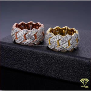 Anillo de Diamante Cultivado en Laboratorio, Plata 925, Anillo de Eslabones Múltiples para Hombre, Anillo de Banda de Eslabones, Anillo de Plata de Ley 925, Anillo de Lujo para Hombre, Anillo de Banda de Eslabones Audaz - Product Image 2