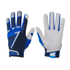 Gants de baseball à doigts entiers en matière synthétique, fermeture auto-agrippante, antidérapants, pour droitier, pour outfield, toutes saisons, bleu, blanc, gris - Product Image 1