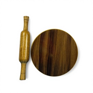 Juego de Chakla y Belan de Madera Pulida a Mano con Tabla de Amasar de 15 cm, Ecológico y Antiadherente para Chapati, Roti, Paratha, Puri y Otros Productos de Panadería - Product Image 1