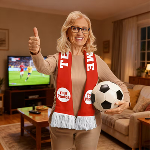 Hot Sale Football Scarves Red Color Vintage Logo Sports Soccer Club Fan Printed Football Team Supporter Men's Scarf - Product Image 4