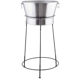 Beverage Tub with Black Stand <b>Stainless</b> <b>Steel</b> <b>Wine</b> <b>Cooler</b> with Stand Ice Bucket Beverage Holder with Stand Wholesale Manufacture - Product Image 1
