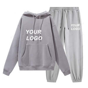 Conjunto Deportivo de Pantalones y Sudadera con Capucha 2 en 1, 330 Gramos, 100% Algodón, Casual, Color Sólido, de Alta Calidad, con Estampado Personalizado, para Hombre - Product Image 1