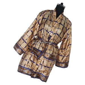 KS010 Hermoso Kimono Sari Vintage, Túnica Corta, Estampado Floral de Verano, Estilo Bohemio, Manga Larga, para Vacaciones - Product Image 6