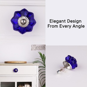 Tiradores de cajones de diseño en cristal azul melón de calidad premium al por mayor, pomos para cómodas, tiradores para gabinetes, herrajes elegantes con acabado de lujo. - Product Image 5