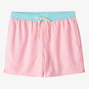 Men's Solid Pink <b>Board</b> Shorts With <b>Light</b> Blue Waistband And Pocket Quick Dry Casual Swimwear - Product Image 1