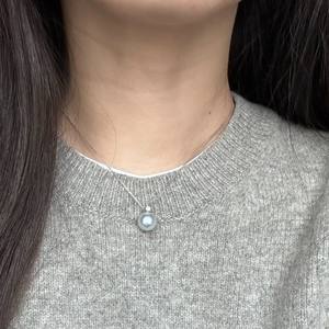 Collier pendentif en perle de style Diana 8-9 mm Argent 925 Perle d'eau de mer naturelle Abondante Pendentif fin à la mode Rond Lumière intense - Product Image 2