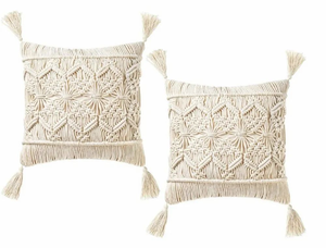 Bohemian Cotton Macrame Handmade <b>Throw</b> <b>Cover</b> for Couch Bed Hotel Décor 16 x 16 inch Cushion Pillow <b>Cover</b> - Product Image 1