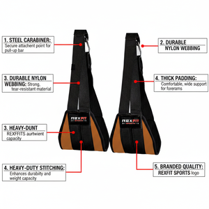 Sangles abdominales professionnelles Rexfit Sport pour la gym et la maison, avec support rembourré épais pour les bras, pour les exercices de levage des jambes, du tronc et des abdominaux - Product Image 2