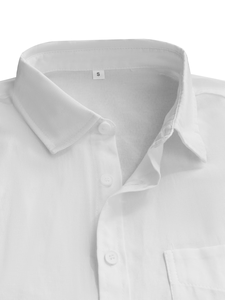 Camisa Casual de Popelina de Algodón Blanca para Hombre, Manga Larga, Cuello Clásico, Transpirable, Color Sólido, para Verano, 140g, Marca Personalizada - Product Image 6